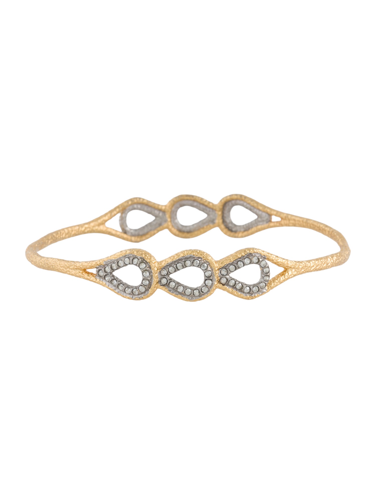 Alexis Bittar Crystal Two-Tone Bangle Bracelet